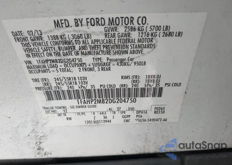 2013 Ford Police Interceptor from USA, damaged, VIN 1FAHP2M82DG204750